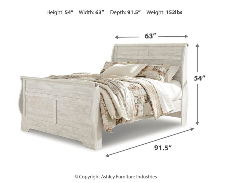 Willowton Queen Sleigh Bed, Dresser and Mirror - B267B30