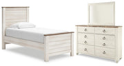 Willowton Twin Panel Bed, Dresser and Mirror - B267B51