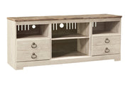 Willowton Whitewash 4 - Piece Entertainment Center - Gate FurnitureEntertainment Center