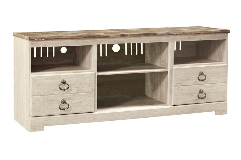 Willowton Whitewash 4 - Piece Entertainment Center - Gate FurnitureEntertainment Center