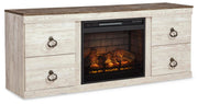Willowton Whitewash 4-Piece Entertainment Center with Electric Fireplace - EW0267W9