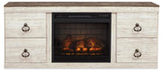 Willowton Whitewash 4-Piece Entertainment Center with Electric Fireplace - EW0267W9