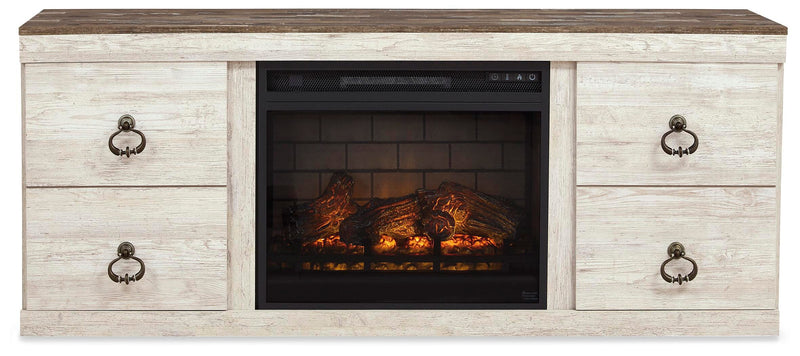 Willowton Whitewash 4-Piece Entertainment Center with Electric Fireplace - EW0267W9