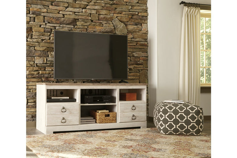 Willowton Whitewash 64" TV Stand - Gate FurnitureEntertainment Center