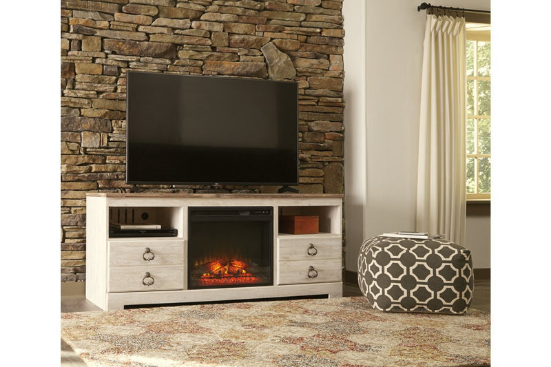 Willowton Whitewash 64" TV Stand - Gate FurnitureEntertainment Center