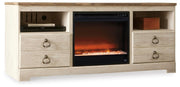 Willowton Whitewash 64" TV Stand with Electric Fireplace - W267W10