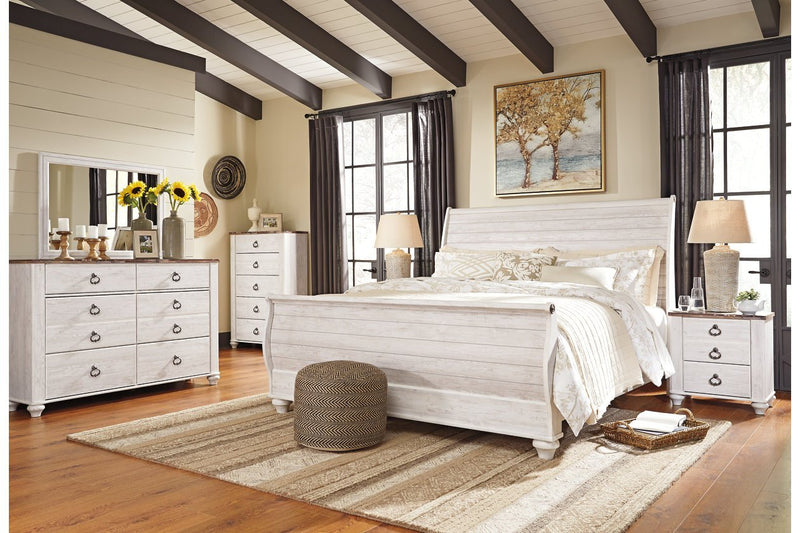 Willowton Whitewash Bedroom Mirror - Gate FurnitureMirror