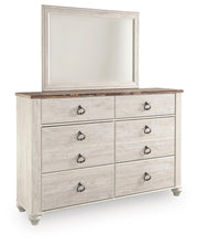 Willowton Whitewash Full Panel Bed, Dresser and Mirror - B267B54