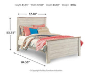 Willowton Whitewash Full Panel Bed, Dresser and Mirror - B267B54