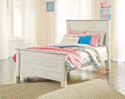 Willowton Whitewash Full Panel Bed, Dresser, Mirror, Chest and Nightstand - B267B64