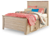 Willowton Whitewash Full Panel Bed with Storage, Dresser and Mirror - B267B52