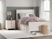 Willowton Whitewash Full Panel Bed with storage, Dresser, Mirror, Chest and Nightstand - B267B12