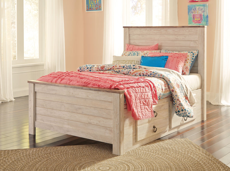 Willowton Whitewash Full Under Bed Storage Platform Bed - Gate FurnitureFull Bed