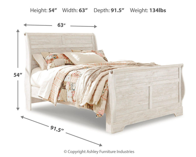 Willowton Whitewash Queen Sleigh Bed - B267B29