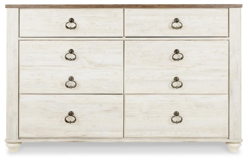 Willowton Whitewash Queen Sleigh Bed, Dresser and Nightstand - B267B59