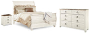Willowton Whitewash Queen Sleigh Bed, Dresser and Nightstand - B267B59