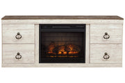 Willowton Whitewash TV Stand with Electric Fireplace - Gate FurnitureTV Stand