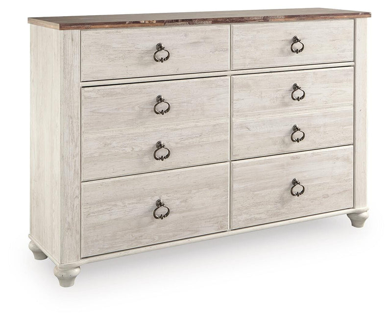 Willowton Whitewash Twin Panel Bed and Dresser - B267B53