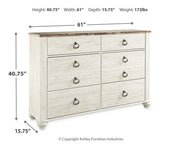 Willowton Whitewash Twin Panel Bed and Dresser - B267B53