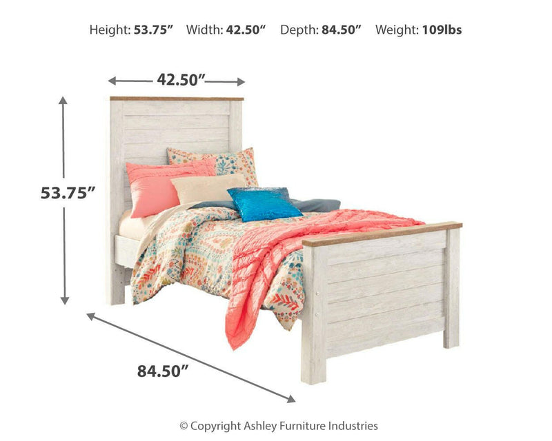 Willowton Whitewash Twin Panel Bed and Dresser - B267B53