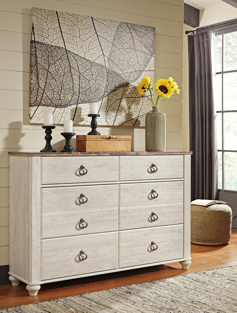 Willowton Whitewash Twin Panel Bed and Dresser - B267B53
