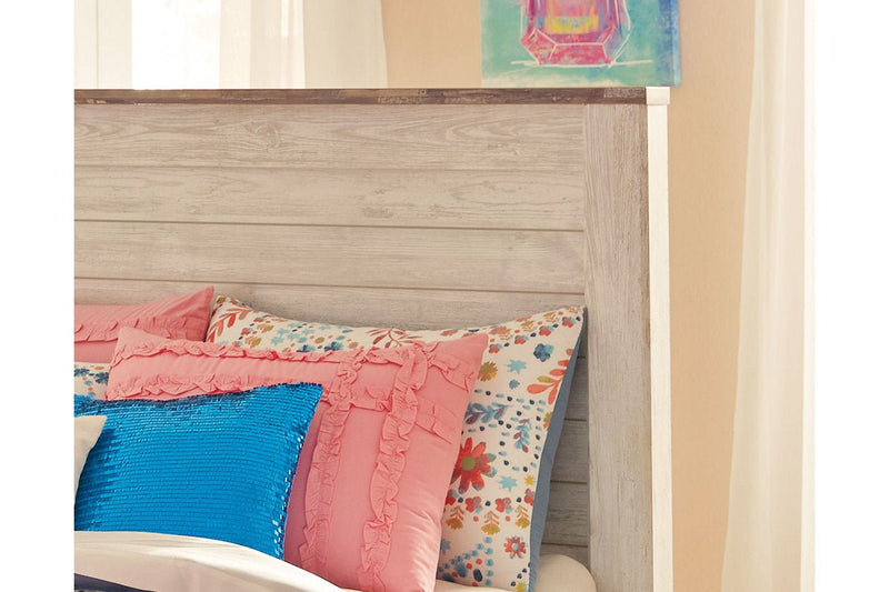 Willowton Whitewash Twin Panel Bed - Gate FurnitureTwin Bed