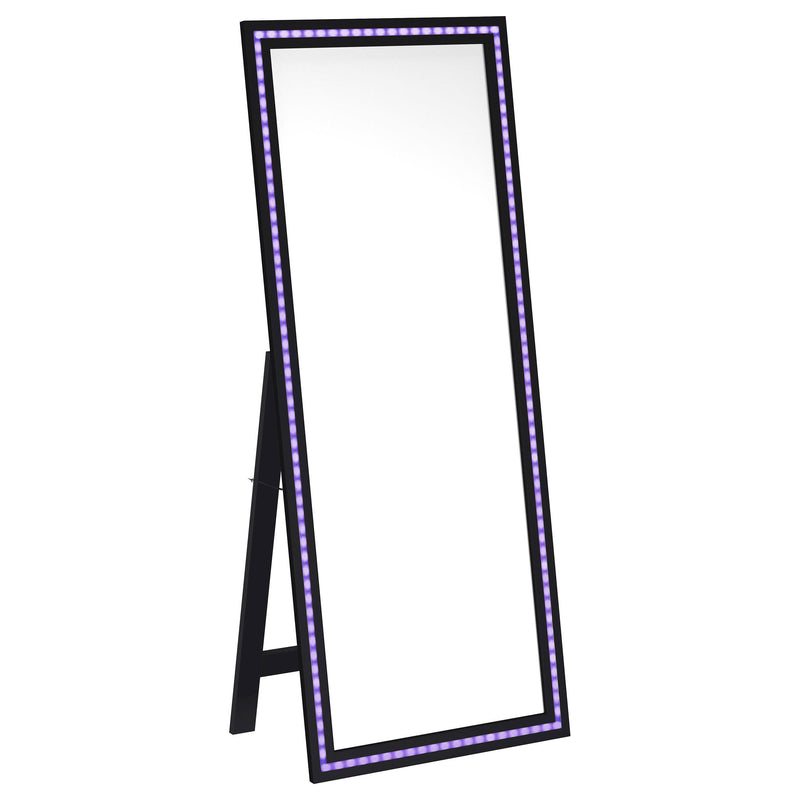 Windrose 28 x 67 Inch Tempered LED Standing Mirror Black - 960962