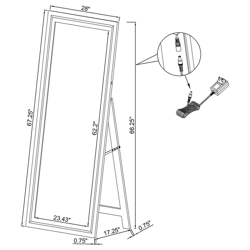 Windrose 28 x 67 Inch Tempered LED Standing Mirror Black - 960962
