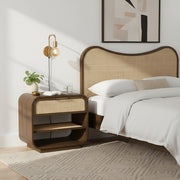 Windsor 28.5" Natural Cane And Solid Wood Nightstand in Brown - 66072Brown-NS