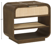 Windsor 28.5" Natural Cane And Solid Wood Nightstand in Brown - 66072Brown-NS