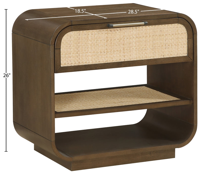 Windsor 28.5" Natural Cane And Solid Wood Nightstand in Brown - 66072Brown-NS