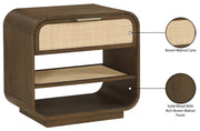 Windsor 28.5" Natural Cane And Solid Wood Nightstand in Brown - 66072Brown-NS