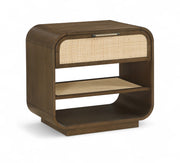 Windsor 28.5" Natural Cane And Solid Wood Nightstand in Brown - 66072Brown-NS