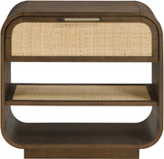 Windsor 28.5" Natural Cane And Solid Wood Nightstand in Brown - 66072Brown-NS