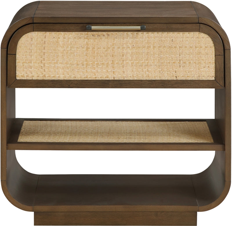 Windsor 28.5" Natural Cane And Solid Wood Nightstand in Brown - 66072Brown-NS