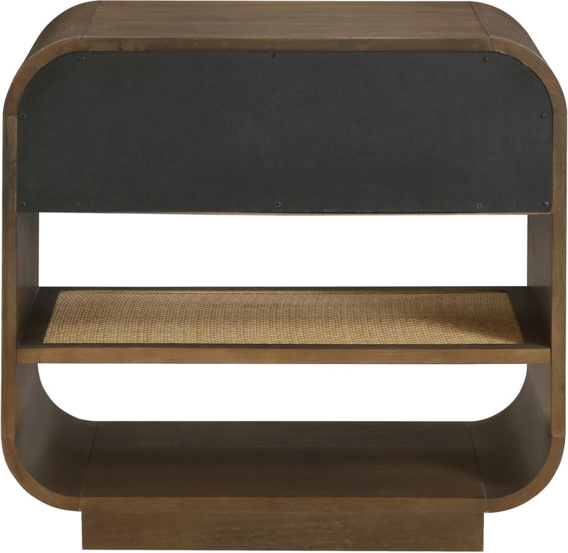 Windsor 28.5" Natural Cane And Solid Wood Nightstand in Brown - 66072Brown-NS