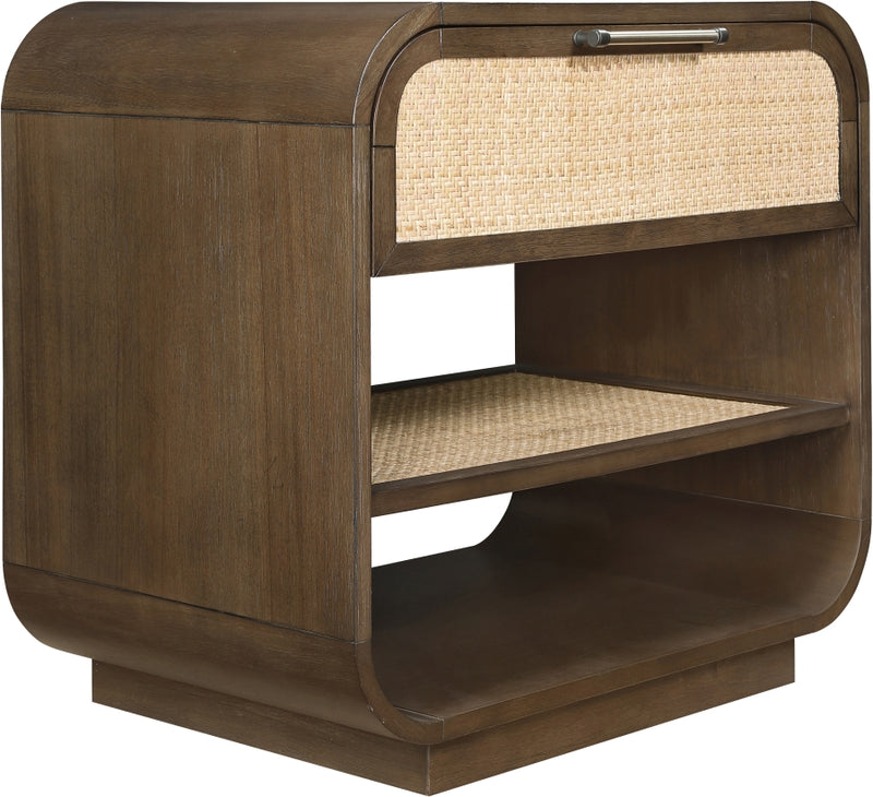 Windsor 28.5" Natural Cane And Solid Wood Nightstand in Brown - 66072Brown-NS