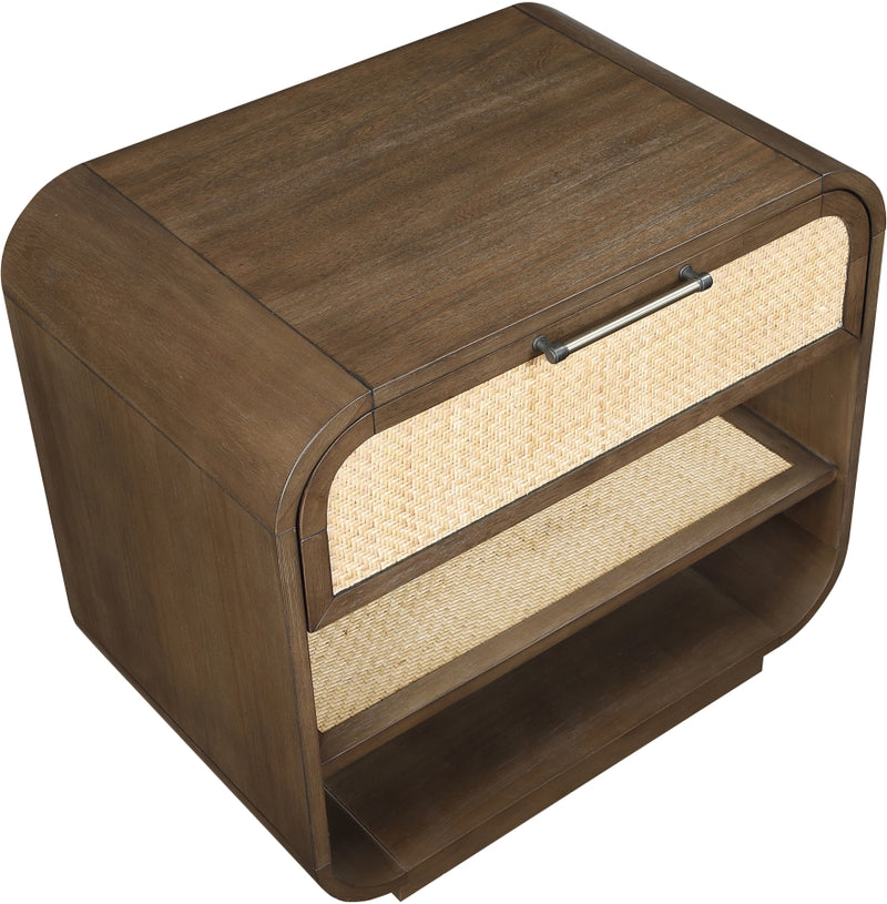 Windsor 28.5" Natural Cane And Solid Wood Nightstand in Brown - 66072Brown-NS