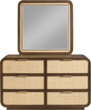 Windsor 40" W x 38" H Natural Cane And Solid Wood Frame Mirror in Brown - 66072Brown-M