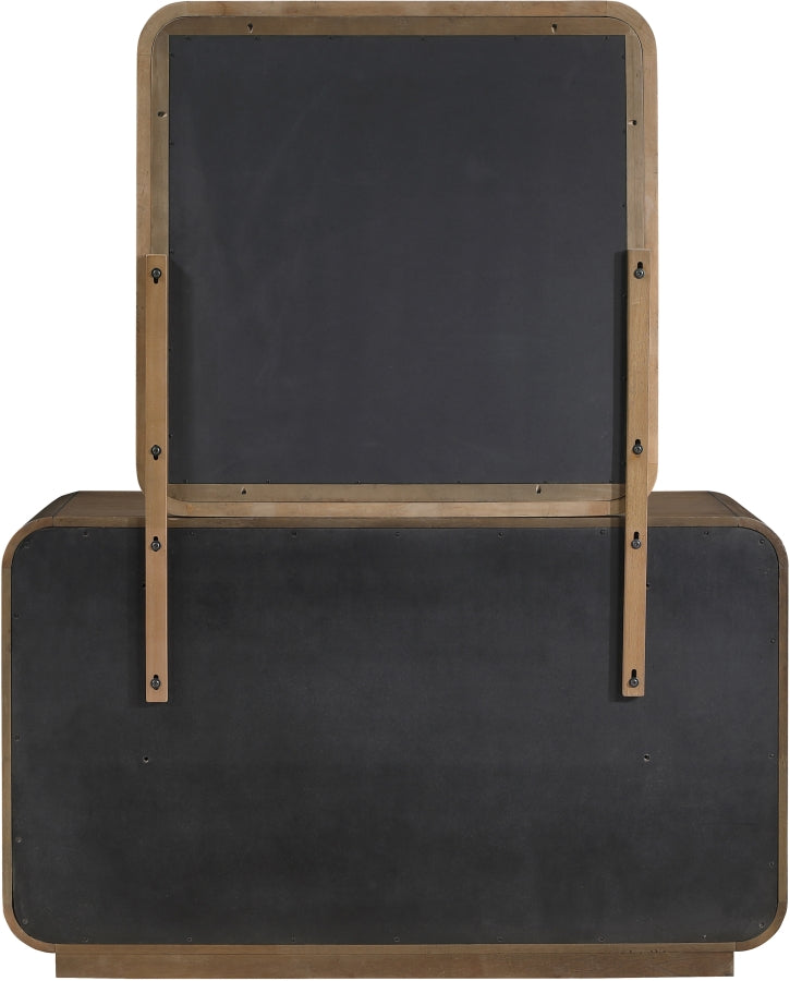 Windsor 40" W x 38" H Natural Cane And Solid Wood Frame Mirror in Brown - 66072Brown-M