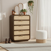 Windsor Natural Cane And Solid Wood Chest in Brown - 66072Brown-CH