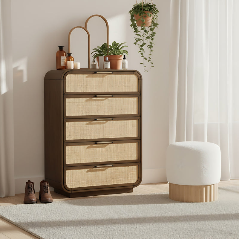 Windsor Natural Cane And Solid Wood Chest in Brown - 66072Brown-CH