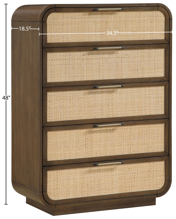 Windsor Natural Cane And Solid Wood Chest in Brown - 66072Brown-CH