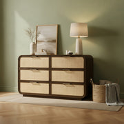 Windsor Natural Cane And Solid Wood Dresser in Brown - 66072Brown-D