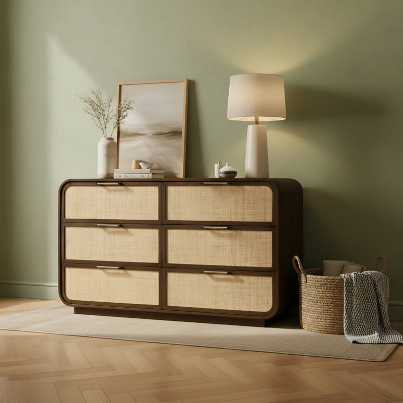 Windsor Natural Cane And Solid Wood Dresser in Brown - 66072Brown-D