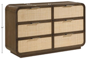 Windsor Natural Cane And Solid Wood Dresser in Brown - 66072Brown-D