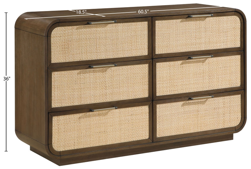 Windsor Natural Cane And Solid Wood Dresser in Brown - 66072Brown-D