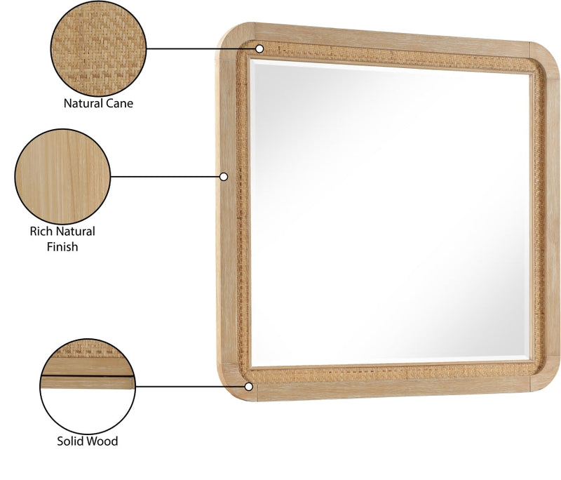 Windsor Solid Wood Mirror in Natural - 66072Natural-M