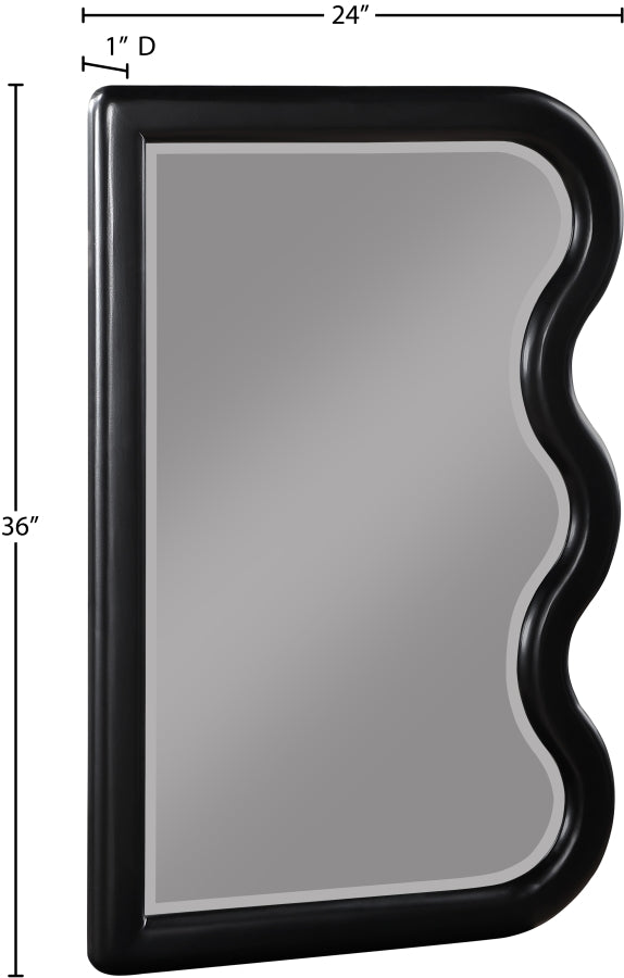 Winnie Poplar Wood Frame Mirror in Black - 441Black-M