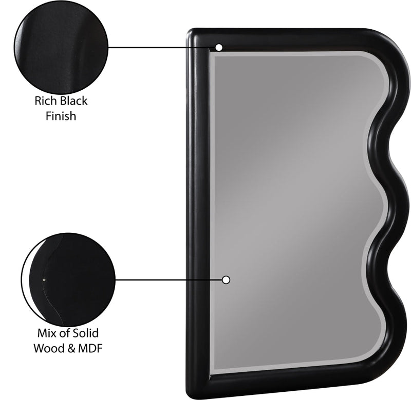 Winnie Poplar Wood Frame Mirror in Black - 441Black-M
